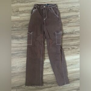 Hollister Brown Ultra High Rise Cargo Dad Jeans Size 0 (W24 L31)